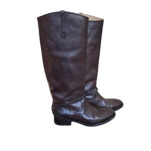 FRYE - Lindsay Plate Knee-High Boot Dark Brown Riding Leather Size 7